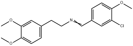 N-[(E)-(3-CHLORO-4-METHOXYPHENYL)METHYLIDENE]-2-(3,4-DIMETHOXYPHENYL)-1-ETHANAMINE Struktur