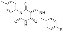 (5E)-5-{1-[(4-FLUOROBENZYL)AMINO]ETHYLIDENE}-1-(4-METHYLPHENYL)PYRIMIDINE-2,4,6(1H,3H,5H)-TRIONE Struktur