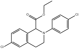 ETHYL 2-(4-CHLORO-PHENYL)-6-CHLORO-1,2,3,4-TETRAHYDRO-ISOQUINOLINE-1-CARBOXYLATE Struktur