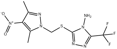 3-(3,5-DIMETHYL-4-NITRO-PYRAZOL-1-YLMETHYLSULFANYL)-5-TRIFLUOROMETHYL-[1,2,4]TRIAZOL-4-YLAMINE Struktur