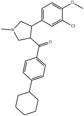 [4-(3-CHLORO-4-METHOXYPHENYL)-1-METHYLTETRAHYDRO-1H-PYRROL-3-YL](4-CYCLOHEXYLPHENYL)METHANONE Struktur