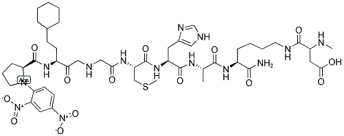 DNP-PRO-BETA-CYCLOHEXYL-ALA-GLY-CYS(ME)-HIS-ALA-LYS(NMA)-NH2 Struktur