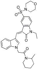 (Z)-1-ETHYL-3-((1-(2-(2-METHYLPIPERIDIN-1-YL)-2-OXOETHYL)-1H-INDOL-3-YL)METHYLENE)-5-(MORPHOLINOSULFONYL)INDOLIN-2-ONE Struktur