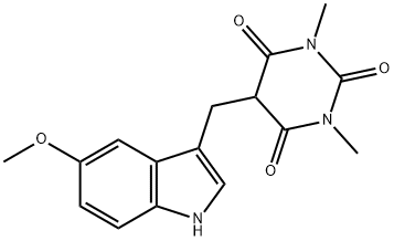 5-[(5-METHOXY-1H-INDOL-3-YL)METHYL]-1,3-DIMETHYL-2,4,6(1H,3H,5H)-PYRIMIDINETRIONE Struktur