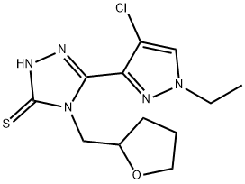 5-(4-CHLORO-1-ETHYL-1H-PYRAZOL-3-YL)-4-(TETRAHYDRO-FURAN-2-YLMETHYL)-4H-[1,2,4]TRIAZOLE-3-THIOL Struktur