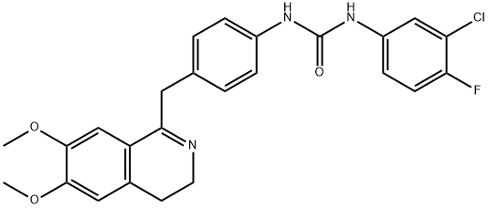 1-(4-((6,7-DIMETHOXY(3,4-DIHYDROISOQUINOLYL))METHYL)PHENYL)-3-(3-CHLORO-4-FLUOROPHENYL)UREA Struktur