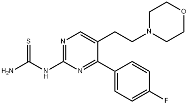 N-[4-(4-FLUOROPHENYL)-5-(2-MORPHOLINOETHYL)-2-PYRIMIDINYL]THIOUREA Struktur