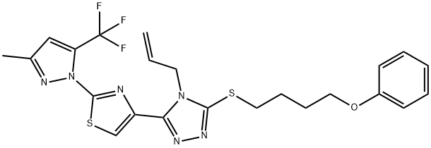 4-ALLYL-3-(2-[3-METHYL-5-(TRIFLUOROMETHYL)-1H-PYRAZOL-1-YL]-1,3-THIAZOL-4-YL)-5-[(4-PHENOXYBUTYL)SULFANYL]-4H-1,2,4-TRIAZOLE Struktur