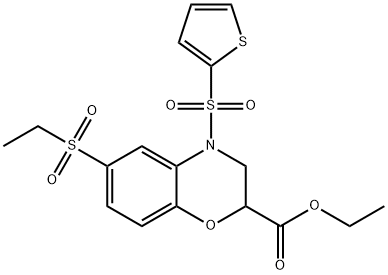 ETHYL 6-(ETHYLSULFONYL)-4-(2-THIENYLSULFONYL)-3,4-DIHYDRO-2H-1,4-BENZOXAZINE-2-CARBOXYLATE Struktur