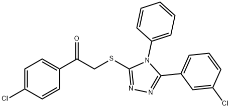 1-(4-CHLOROPHENYL)-2-([5-(3-CHLOROPHENYL)-4-PHENYL-4H-1,2,4-TRIAZOL-3-YL]SULFANYL)-1-ETHANONE Struktur