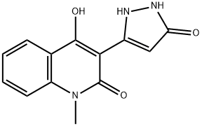 4-HYDROXY-1-METHYL-3-(5-OXO-2,5-DIHYDRO-1H-PYRAZOL-3-YL)-2(1H)-QUINOLINONE Struktur