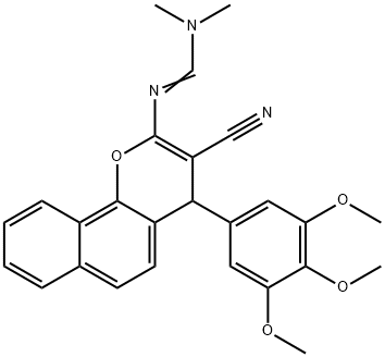 N'-[3-CYANO-4-(3,4,5-TRIMETHOXYPHENYL)-4H-BENZO[H]CHROMEN-2-YL]-N,N-DIMETHYLIMINOFORMAMIDE Struktur