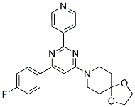 8-[6-(4-FLUOROPHENYL)-2-PYRIDIN-4-YLPYRIMIDIN-4-YL]-1,4-DIOXA-8-AZASPIRO[4.5]DECANE Struktur