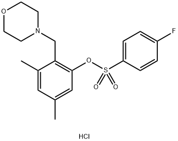 3,5-DIMETHYL-2-(MORPHOLINOMETHYL)PHENYL 4-FLUOROBENZENESULFONATE HYDROCHLORIDE Struktur