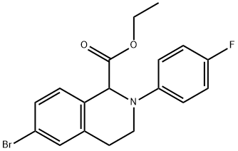 ETHYL 2-(4-FLUORO-PHENYL)-6-BROMO-1,2,3,4-TETRAHYDRO-ISOQUINOLINE-1-CARBOXYLATE Struktur