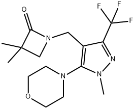 3,3-DIMETHYL-1-([1-METHYL-5-MORPHOLINO-3-(TRIFLUOROMETHYL)-1H-PYRAZOL-4-YL]METHYL)-2-AZETANONE Struktur