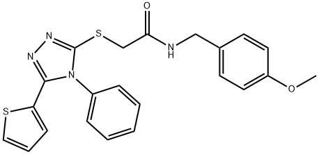 N-(4-METHOXYBENZYL)-2-([4-PHENYL-5-(2-THIENYL)-4H-1,2,4-TRIAZOL-3-YL]SULFANYL)ACETAMIDE Struktur