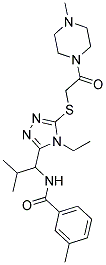 N-(1-(4-ETHYL-5-(2-(4-METHYLPIPERAZIN-1-YL)-2-OXOETHYLTHIO)-4H-1,2,4-TRIAZOL-3-YL)-2-METHYLPROPYL)-3-METHYLBENZAMIDE Struktur