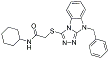 2-(9-BENZYL-9H-BENZO[4,5]IMIDAZO[2,1-C][1,2,4]TRIAZOL-3-YLSULFANYL)-N-CYCLOHEXYL-ACETAMIDE Struktur