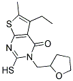 5-ETHYL-2-MERCAPTO-6-METHYL-3-(TETRAHYDROFURAN-2-YLMETHYL)THIENO[2,3-D]PYRIMIDIN-4(3H)-ONE Struktur