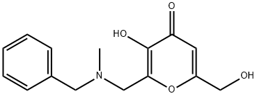 2-([BENZYL(METHYL)AMINO]METHYL)-3-HYDROXY-6-(HYDROXYMETHYL)-4H-PYRAN-4-ONE Struktur