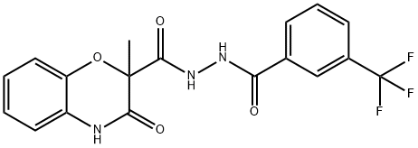 2-METHYL-3-OXO-N'-[3-(TRIFLUOROMETHYL)BENZOYL]-3,4-DIHYDRO-2H-1,4-BENZOXAZINE-2-CARBOHYDRAZIDE Struktur