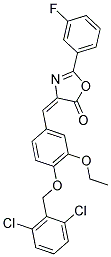 4-((E)-{4-[(2,6-DICHLOROBENZYL)OXY]-3-ETHOXYPHENYL}METHYLIDENE)-2-(3-FLUOROPHENYL)-1,3-OXAZOL-5(4H)-ONE Struktur