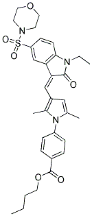 (Z)-BUTYL 4-(3-((1-ETHYL-5-(MORPHOLINOSULFONYL)-2-OXOINDOLIN-3-YLIDENE)METHYL)-2,5-DIMETHYL-1H-PYRROL-1-YL)BENZOATE Struktur