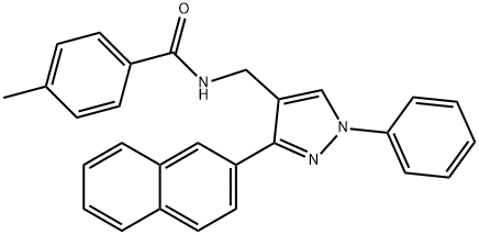 4-METHYL-N-([3-(2-NAPHTHYL)-1-PHENYL-1H-PYRAZOL-4-YL]METHYL)BENZENECARBOXAMIDE Struktur