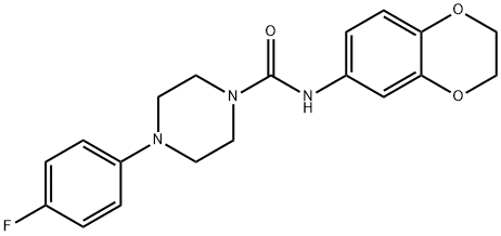 N-(2,3-DIHYDRO-1,4-BENZODIOXIN-6-YL)-4-(4-FLUOROPHENYL)TETRAHYDRO-1(2H)-PYRAZINECARBOXAMIDE Struktur