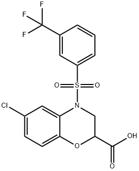 6-CHLORO-4-([3-(TRIFLUOROMETHYL)PHENYL]SULFONYL)-3,4-DIHYDRO-2H-1,4-BENZOXAZINE-2-CARBOXYLIC ACID Struktur