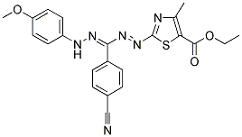 1-(4-METHOXYPHENYL)-3-(4-CYANOPHENYL)-5-(5-ETHOXYCARBONYL-4-METHYLTHIAZOL-2-YL)FORMAZANE Struktur