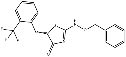 2-[(BENZYLOXY)AMINO]-5-((Z)-[2-(TRIFLUOROMETHYL)PHENYL]METHYLIDENE)-1,3-THIAZOL-4-ONE Struktur