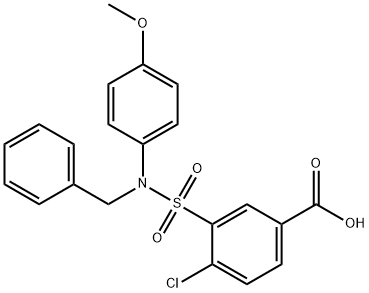 3-[BENZYL-(4-METHOXY-PHENYL)-SULFAMOYL]-4-CHLORO-BENZOIC ACID Struktur