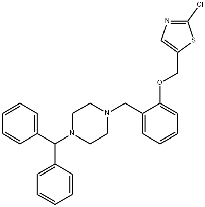 1-BENZHYDRYL-4-(2-[(2-CHLORO-1,3-THIAZOL-5-YL)METHOXY]BENZYL)PIPERAZINE Struktur