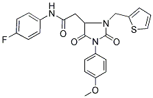 N-(4-FLUOROPHENYL)-2-(1-(4-METHOXYPHENYL)-2,5-DIOXO-3-(THIOPHEN-2-YLMETHYL)IMIDAZOLIDIN-4-YL)ACETAMIDE Struktur