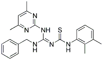 (Z)-1-((BENZYLAMINO)(4,6-DIMETHYLPYRIMIDIN-2-YLAMINO)METHYLENE)-3-(2,3-DIMETHYLPHENYL)THIOUREA Struktur