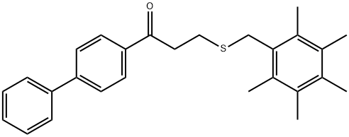 1-[1,1'-BIPHENYL]-4-YL-3-[(2,3,4,5,6-PENTAMETHYLBENZYL)SULFANYL]-1-PROPANONE Struktur