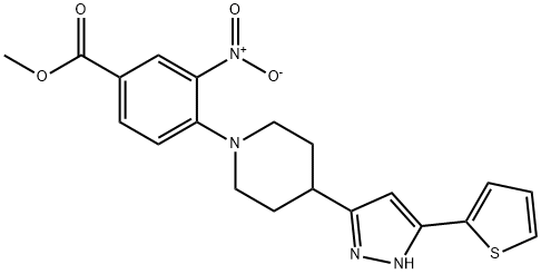 METHYL 3-NITRO-4-(4-[5-(2-THIENYL)-1H-PYRAZOL-3-YL]PIPERIDINO)BENZENECARBOXYLATE Struktur