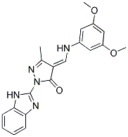 (4E)-2-(1H-BENZIMIDAZOL-2-YL)-4-{[(3,5-DIMETHOXYPHENYL)AMINO]METHYLENE}-5-METHYL-2,4-DIHYDRO-3H-PYRAZOL-3-ONE Struktur