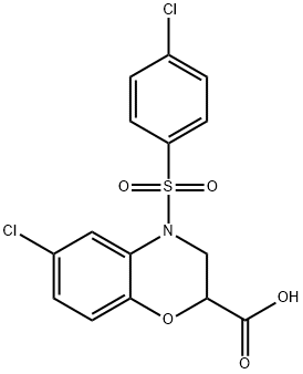 6-CHLORO-4-[(4-CHLOROPHENYL)SULFONYL]-3,4-DIHYDRO-2H-1,4-BENZOXAZINE-2-CARBOXYLIC ACID Struktur