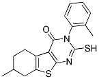 2-MERCAPTO-7-METHYL-3-(2-METHYLPHENYL)-5,6,7,8-TETRAHYDRO[1]BENZOTHIENO[2,3-D]PYRIMIDIN-4(3H)-ONE Struktur