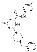 2-(4-BENZYL-1-PIPERAZINYL)-N-(4-METHYLPHENYL)-6-OXO-3,4,5,6-TETRAHYDRO-4-PYRIMIDINECARBOXAMIDE Struktur