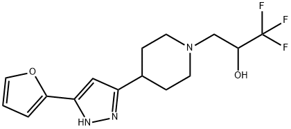 1,1,1-TRIFLUORO-3-(4-[5-(2-FURYL)-1H-PYRAZOL-3-YL]PIPERIDINO)-2-PROPANOL Struktur