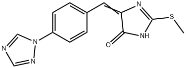 2-(METHYLSULFANYL)-5-((E)-[4-(1H-1,2,4-TRIAZOL-1-YL)PHENYL]METHYLIDENE)-3,5-DIHYDRO-4H-IMIDAZOL-4-ONE Struktur