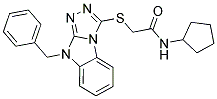 2-(9-BENZYL-9H-BENZO[4,5]IMIDAZO[2,1-C][1,2,4]TRIAZOL-3-YLSULFANYL)-N-CYCLOPENTYL-ACETAMIDE Struktur