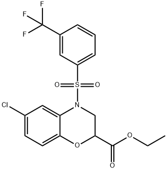 ETHYL 6-CHLORO-4-([3-(TRIFLUOROMETHYL)PHENYL]SULFONYL)-3,4-DIHYDRO-2H-1,4-BENZOXAZINE-2-CARBOXYLATE Struktur