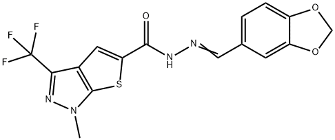 N'-(1,3-BENZODIOXOL-5-YLMETHYLENE)-1-METHYL-3-(TRIFLUOROMETHYL)-1H-THIENO[2,3-C]PYRAZOLE-5-CARBOHYDRAZIDE Struktur