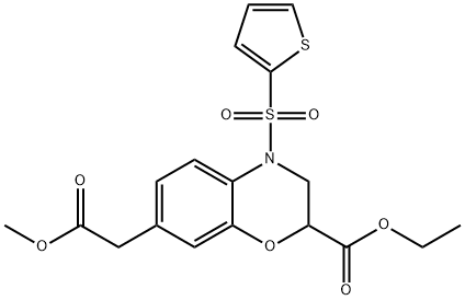 ETHYL 7-(2-METHOXY-2-OXOETHYL)-4-(2-THIENYLSULFONYL)-3,4-DIHYDRO-2H-1,4-BENZOXAZINE-2-CARBOXYLATE Struktur