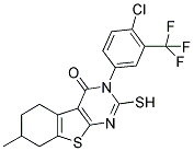 3-[4-CHLORO-3-(TRIFLUOROMETHYL)PHENYL]-2-MERCAPTO-7-METHYL-5,6,7,8-TETRAHYDRO[1]BENZOTHIENO[2,3-D]PYRIMIDIN-4(3H)-ONE Struktur